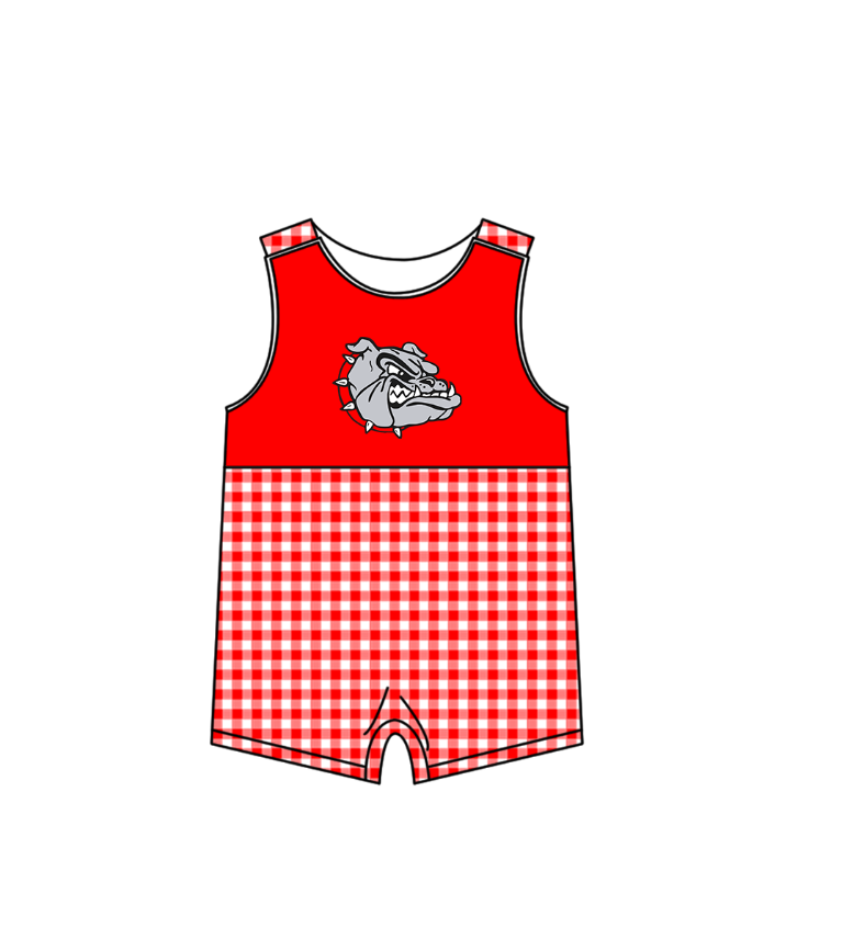 CUSTOM MOQ 5 Sibling Boys Baby Girls Bright Red Top Shorts Clothes Set Knee Length Dress Rompers