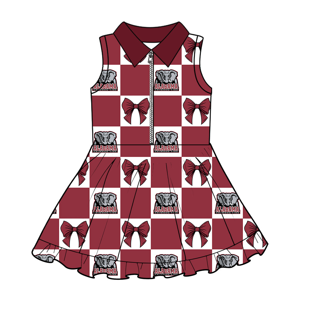 CUSTOM MOQ 5 Kids Clothing for Girls Baby Girls Red Plaid Yoga Active Shorts Knee Length Dresses