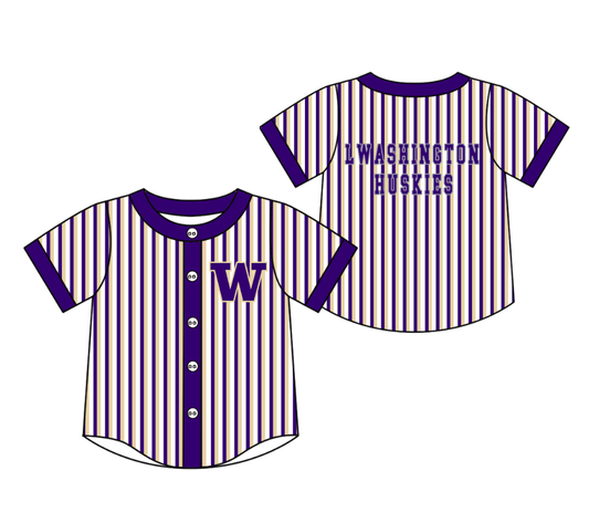 3.5 CUSTOM MOQ 5 Cute Kids Clothing Baby Kids Purple Khaki Stripe Short Sleeve Team T-shirts Top