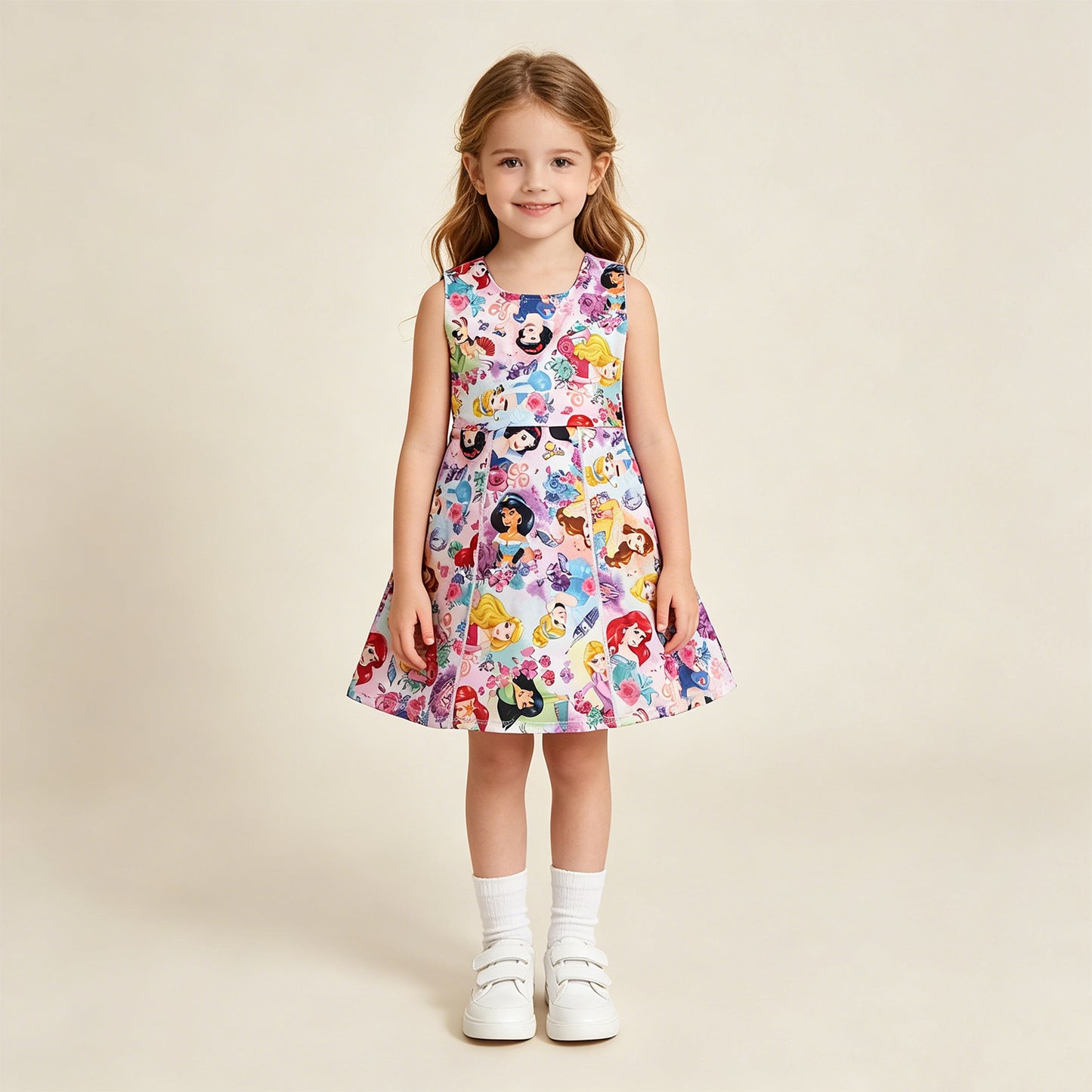 GSD2136 RTS NO MOQ （In stock ）Sleeveless floral kids girls athletic dresses