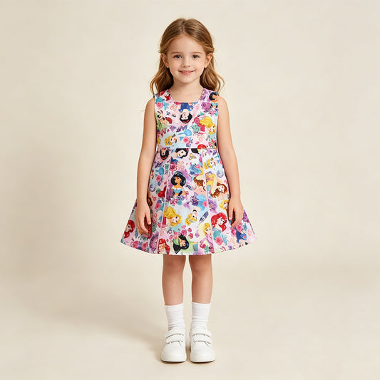 GSD2136 RTS NO MOQ （In stock ）Sleeveless floral kids girls athletic dresses