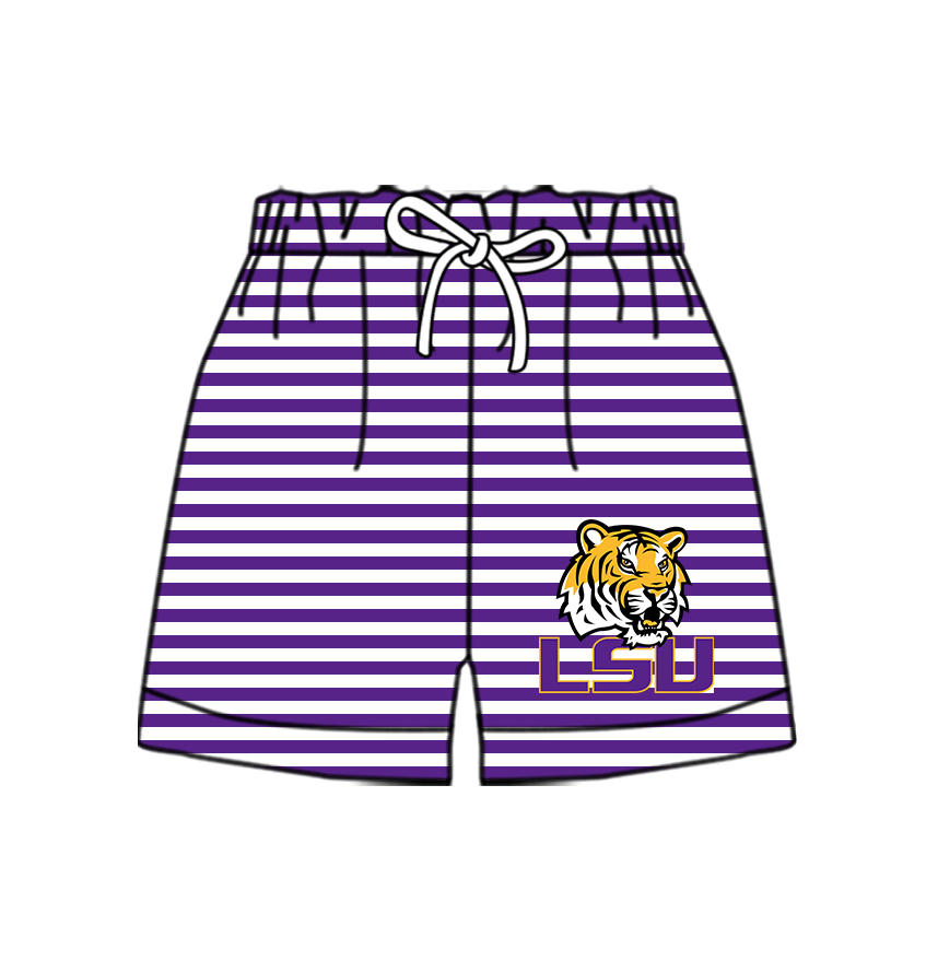 CUSTOM MOQ 5 Cute Comfortable Clothing For Kids Baby Kids Summer Purple Tiger Stripe Bottom Team Shorts
