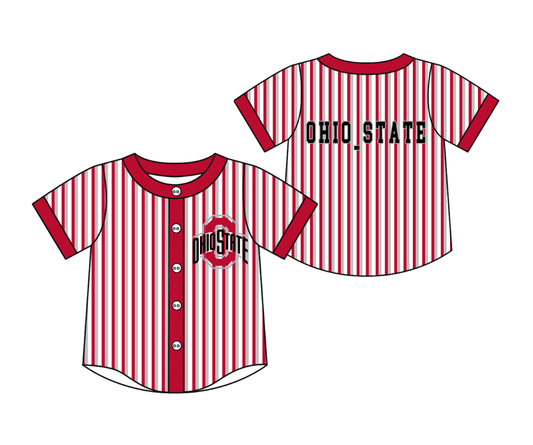 3.5 CUSTOM MOQ 5 Cute Kids Clothing Baby Kids Red Gray Stripe Short Sleeve Team T-shirts Top