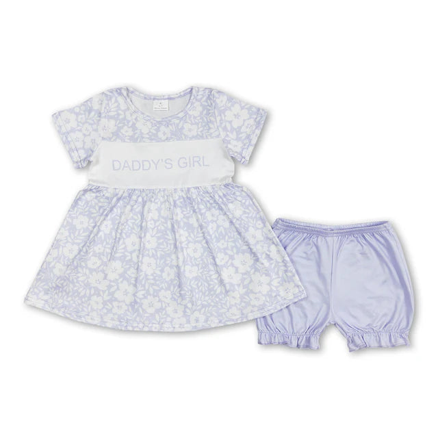 RTS Sibling Short sleeves Daddy's girl floral tunic ruffle shorts girls clothes and romper