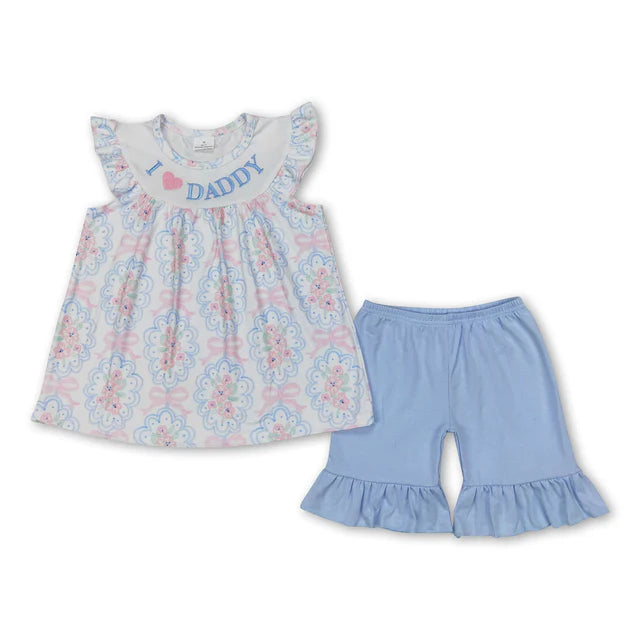 RTS SiblingI love daddy plaid tunic shorts father's girls outfits and romper