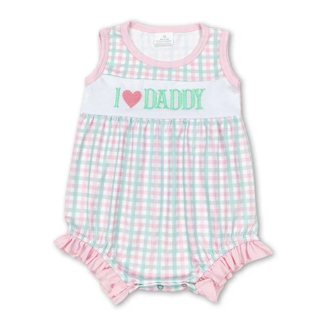 RTS SiblingI love daddy plaid tunic shorts father's girls outfits and romper