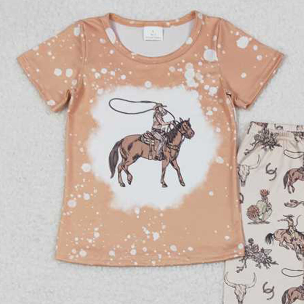 GSPO1437 New Rts No Moq 8-9 Days By Air Arrived it Bleached rodeo top bell bottom pants girls clothes