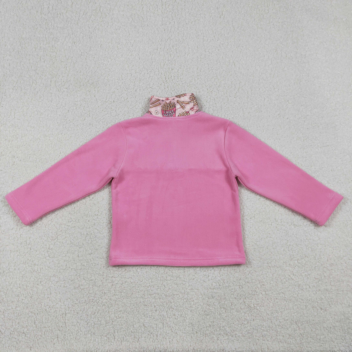 12.23 RTS NO MOQ （In stock）GT1504 Baby Girls Pink Long Sleeve Hearts Chip Valentines Zipper Sweater Top