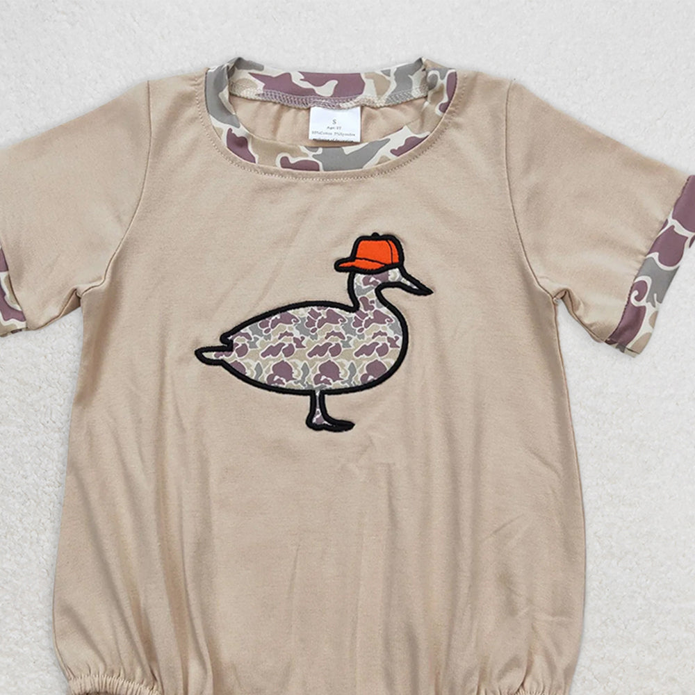 USA Shop (in stock)SR1403 RTS NO MOQ Baby Boys Summer Rompers Baby Boys Khaki Camo Duck Sibling Brother Clothes Sets