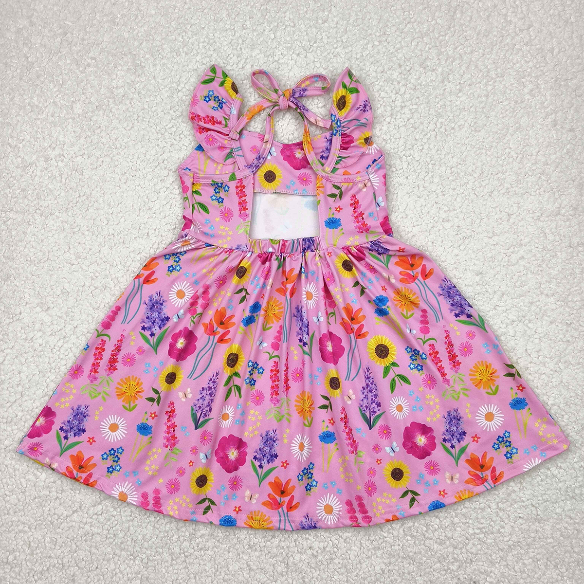 4.17 GSD2208 RTS NO MOQ Baby Girls Summer Dress baby girl clothes floral flying sleeve dress