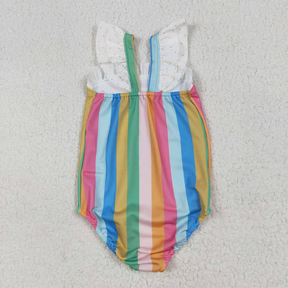 6.10  S0550 RTS NO MOQ Baby Girls Summer Swimsuits baby girl clothes colorful striped swimsuit