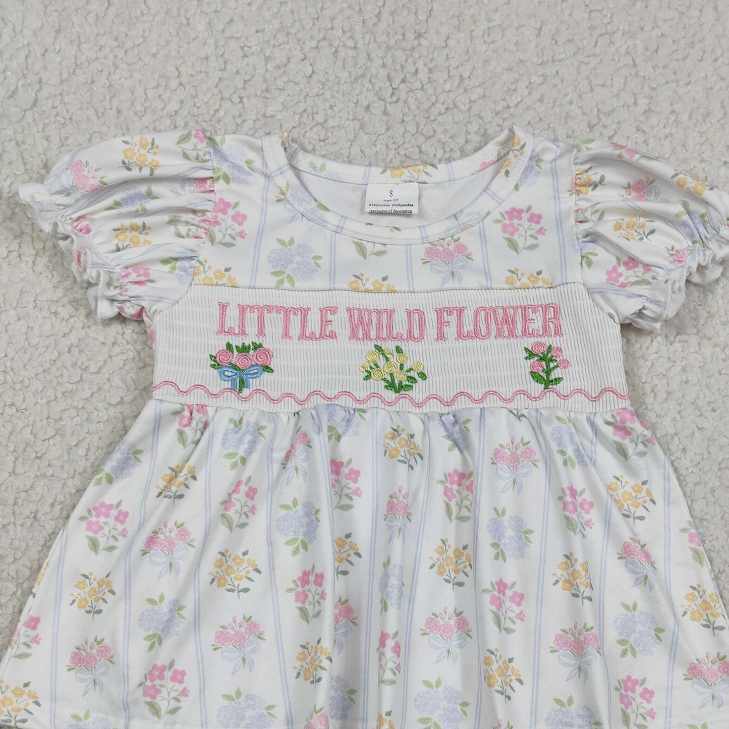 SR3043  RTS NO MOQ （In stock ）Short sleeves little wild flower baby girls skirt romper