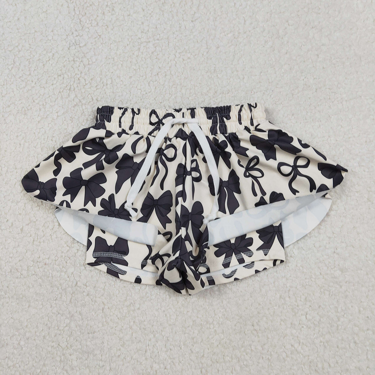 12.30 RTS NO MOQ （In stock）SS0770 Baby Girls Summer Shorts Baby Girls Black Bows Yoga Active Ruffle Shorts Bottom