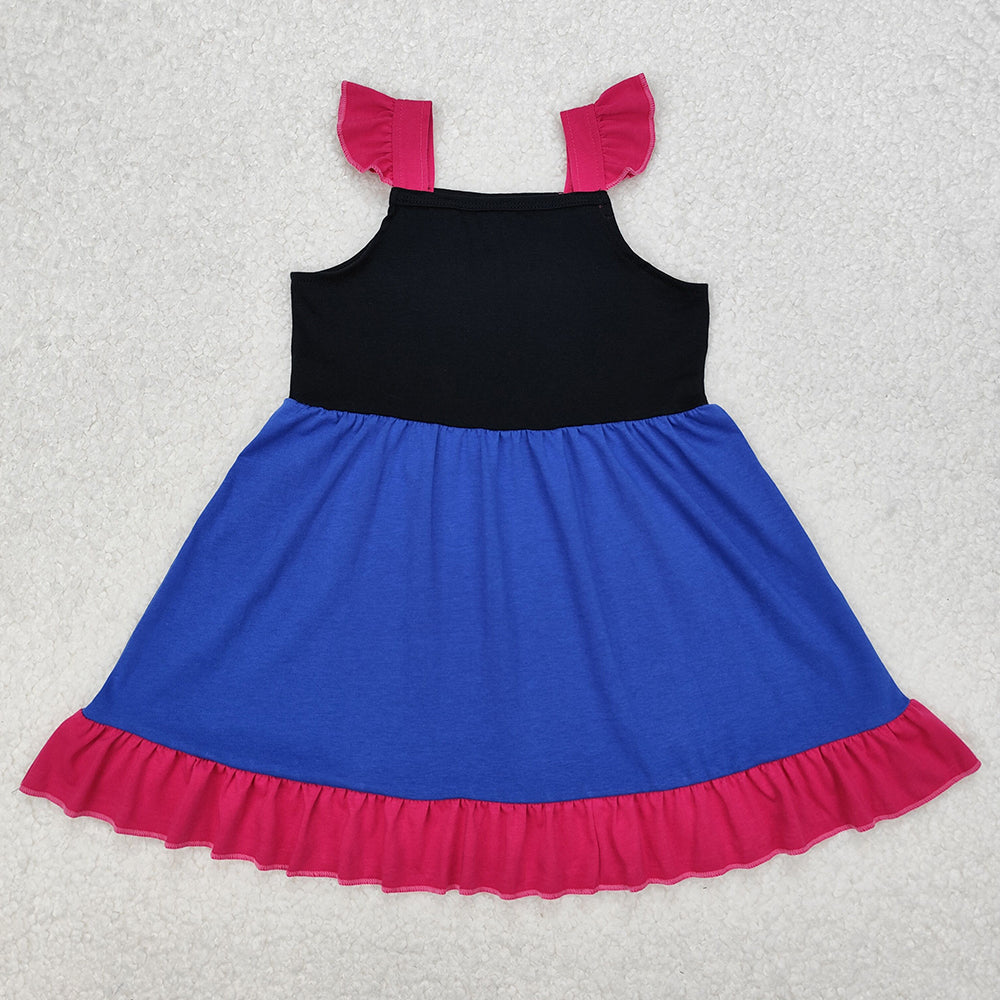 GSD1880 New Rts No Moq 8-9 Days By Air Arrived it Purple black blue flutter sleeves ruffle princess girls dress