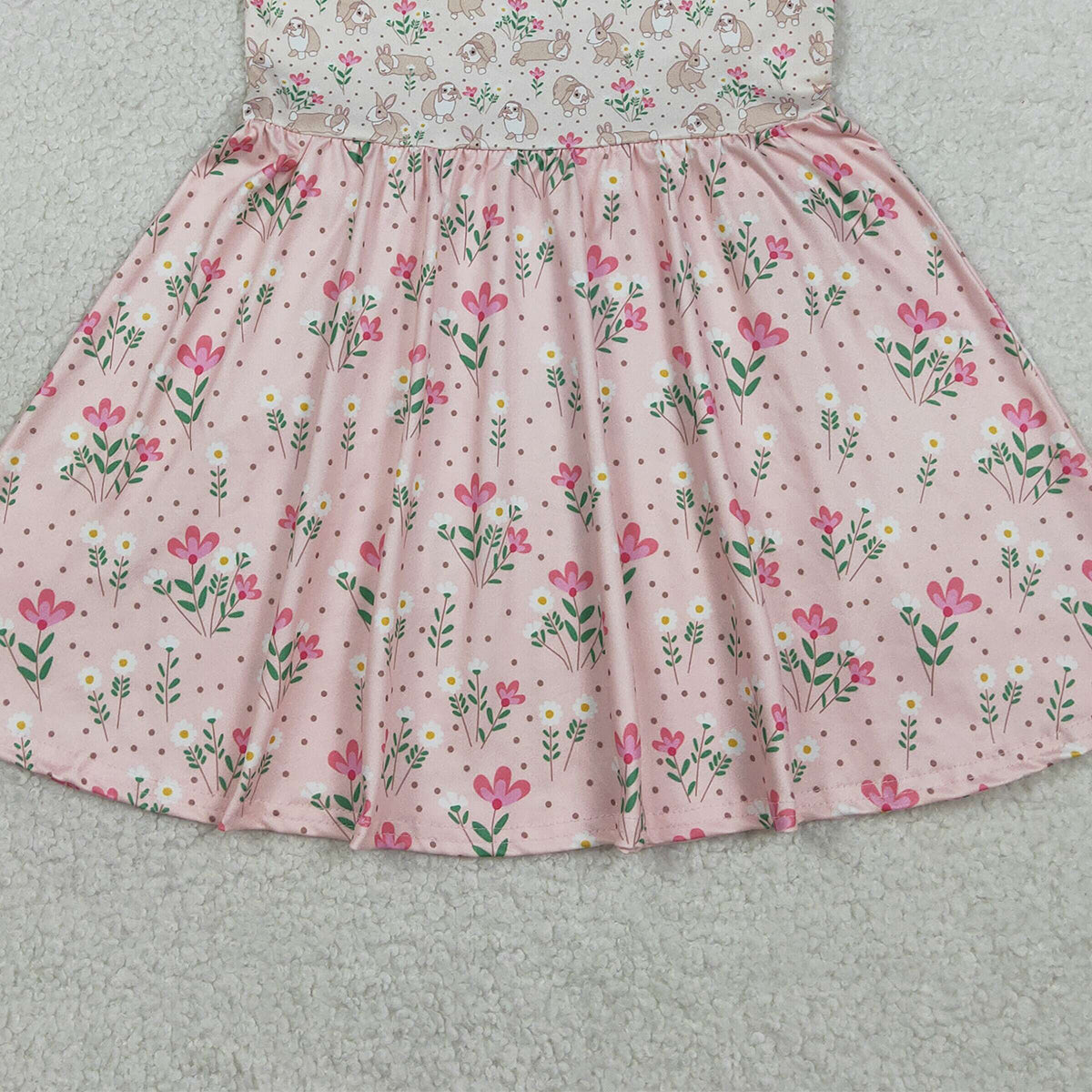 2.7 RTS NO MOQ （In stock）GSD2984 Baby Girls Sleeveless Rabbits Flowers Easter Knee length Dresses