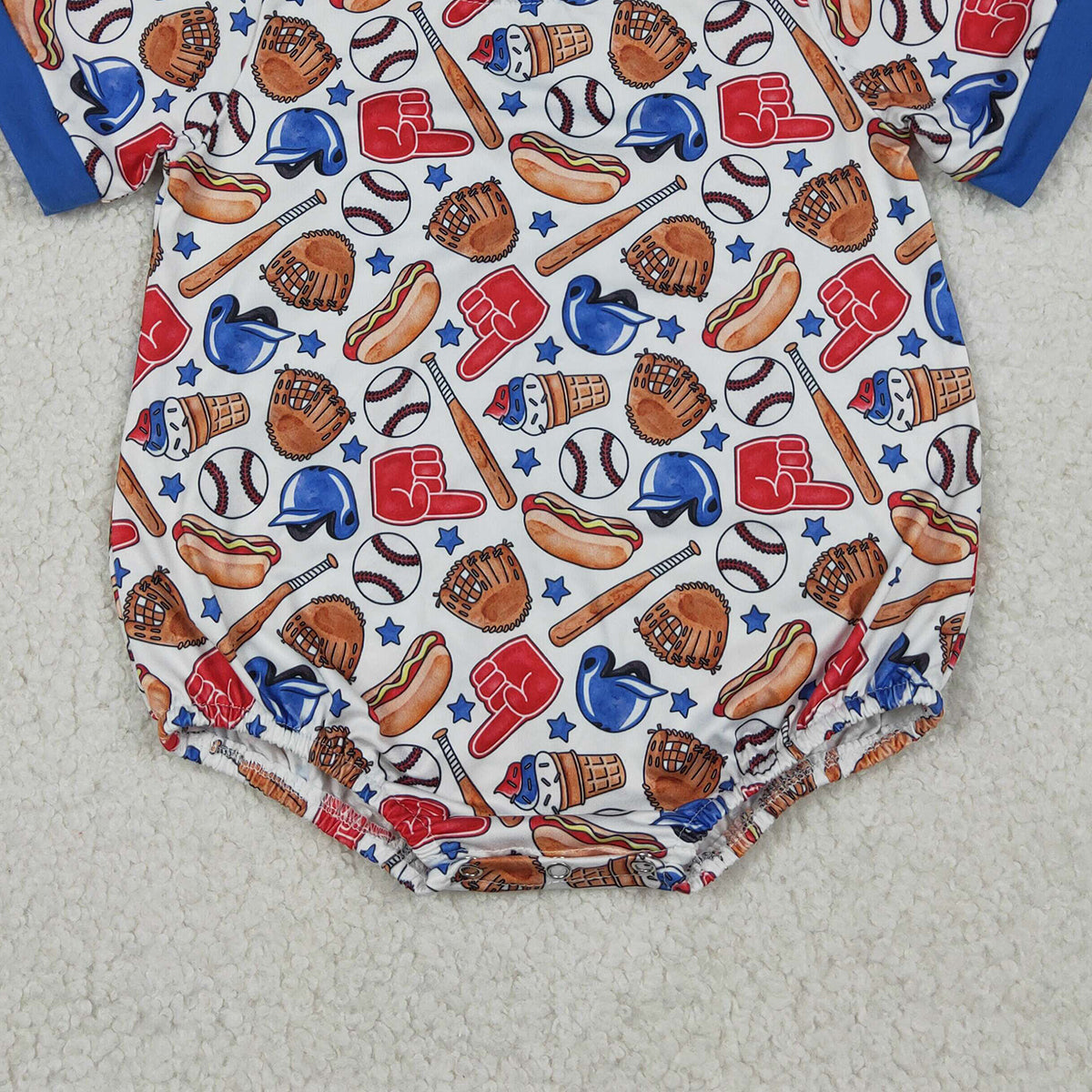 4.13 SR4030 RTS NO MOQ （In stock）Short sleeves baseball baby boy summer romper