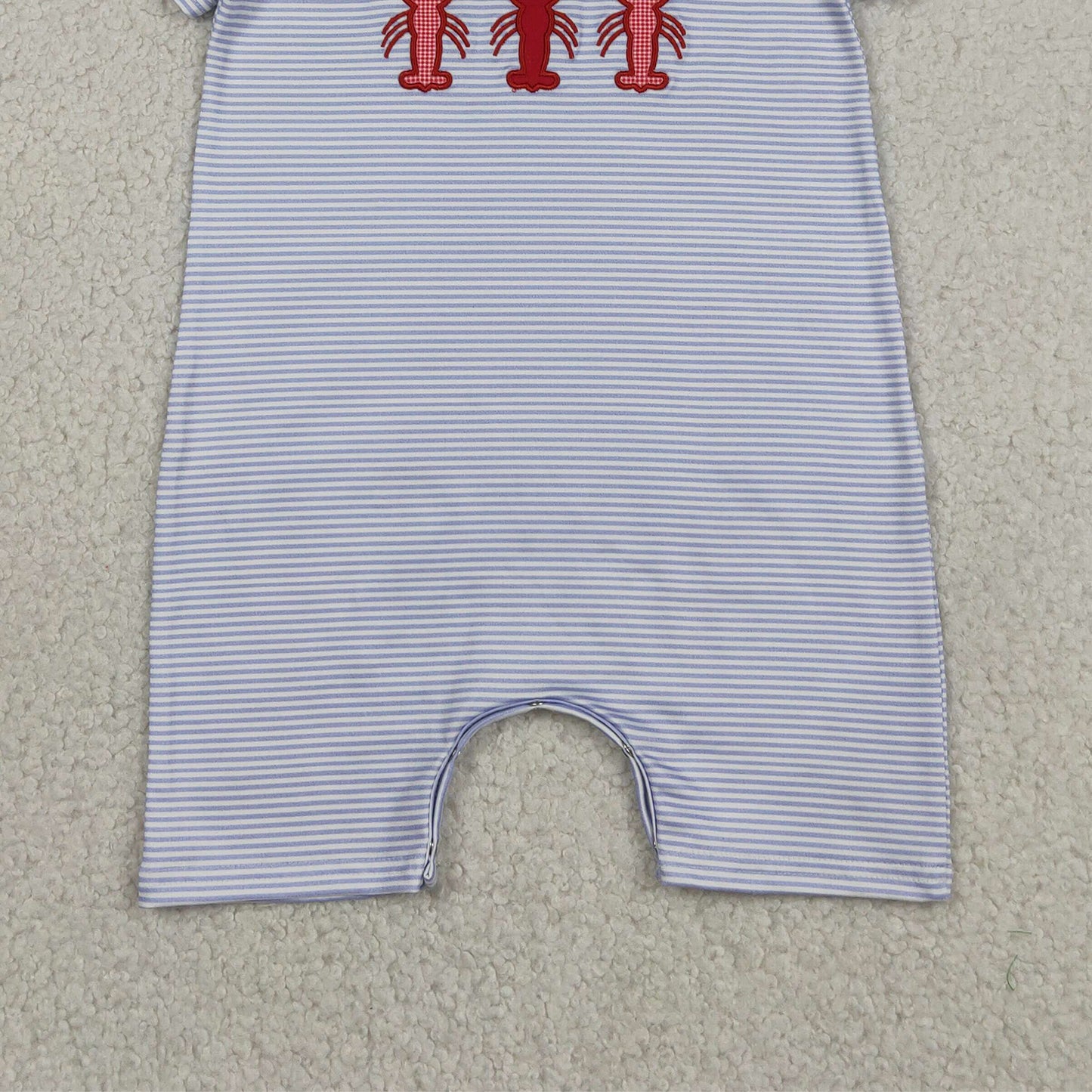 SR4007 RTS NO MOQ （In stock）Short sleeves stripe crawfish baby boy summer romper