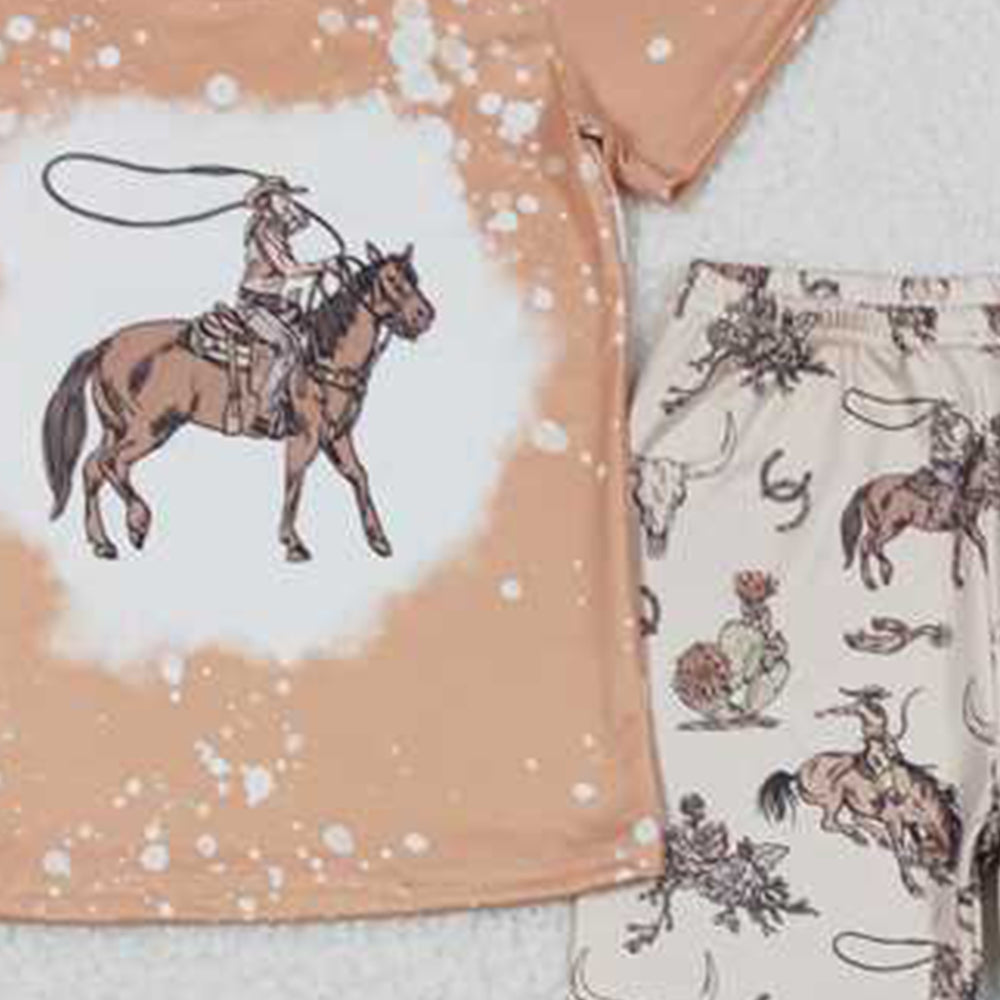 GSPO1437 New Rts No Moq 8-9 Days By Air Arrived it Bleached rodeo top bell bottom pants girls clothes