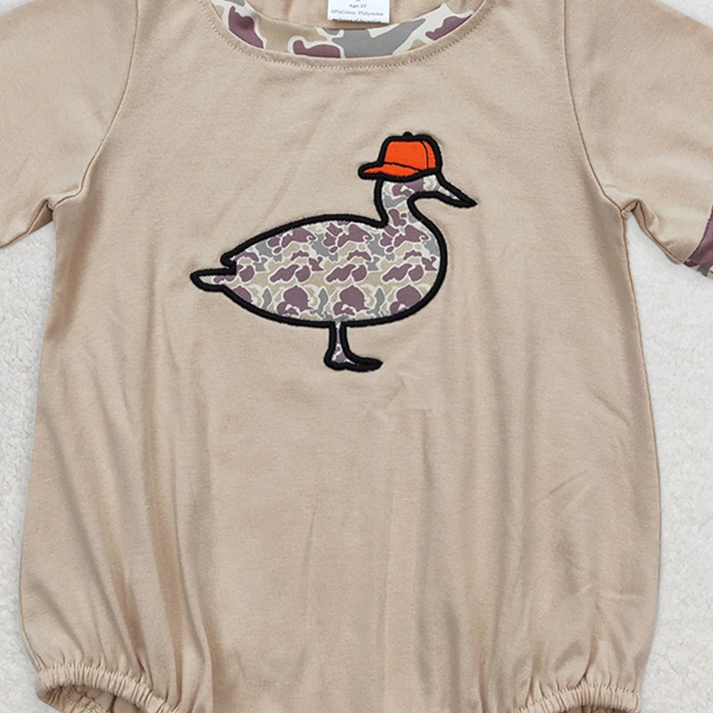 USA Shop (in stock)SR1403 RTS NO MOQ Baby Boys Summer Rompers Baby Boys Khaki Camo Duck Sibling Brother Clothes Sets