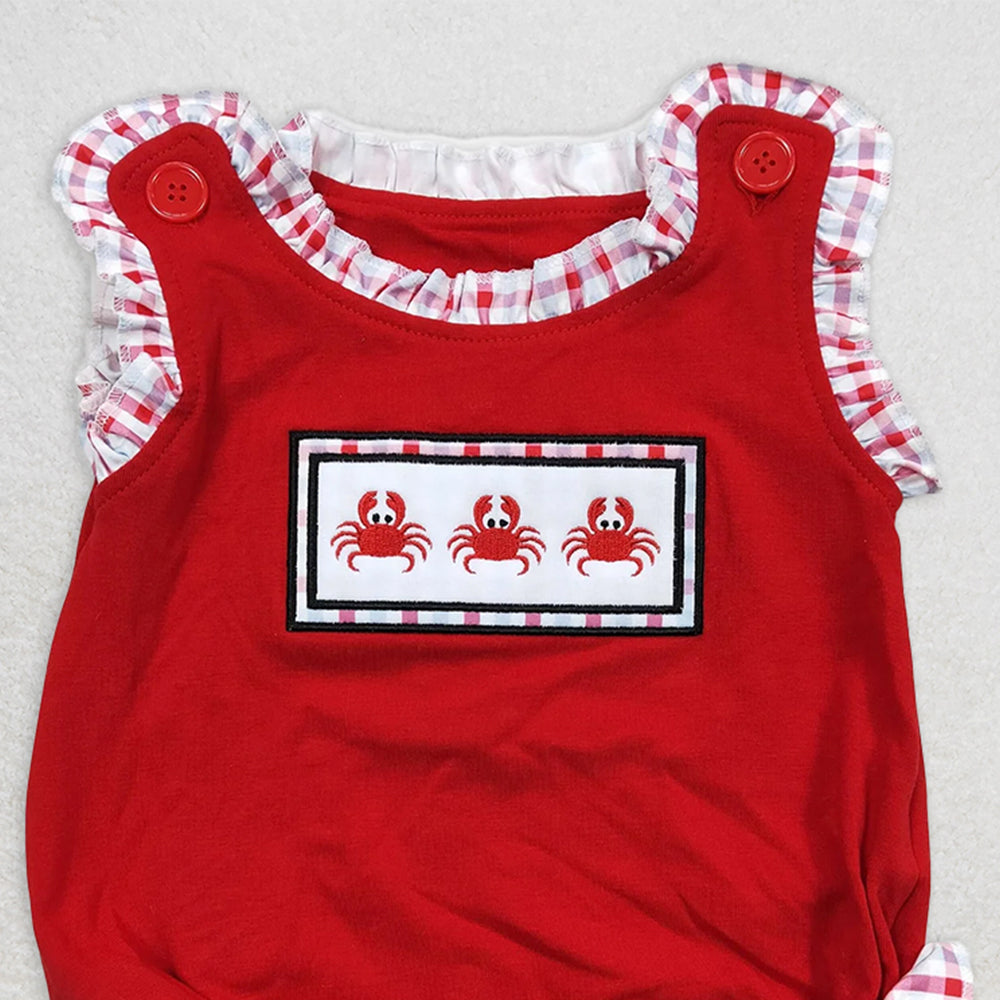 SR0156 RTS NO MOQ Baby Girls Summer Rompers Baby Girls Summer Crab rompers
