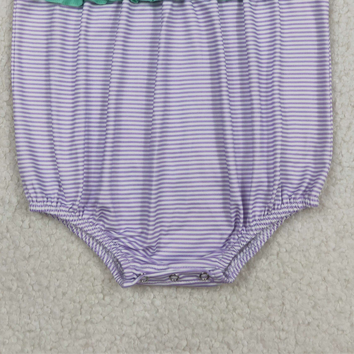 3.30 RTS NO MOQ （In stock）SR3942 Ruffle lavender stripe baby girls summer romper