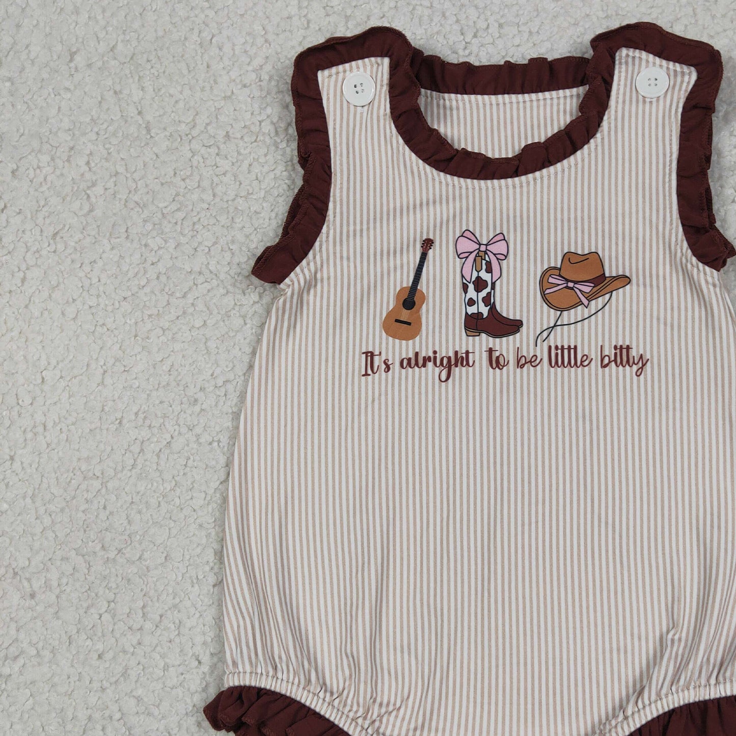 SR3336 RTS NO MOQ （In stock）Baby Girls Sleeveless Boot Hats Guitar Western Ruffle Rompers
