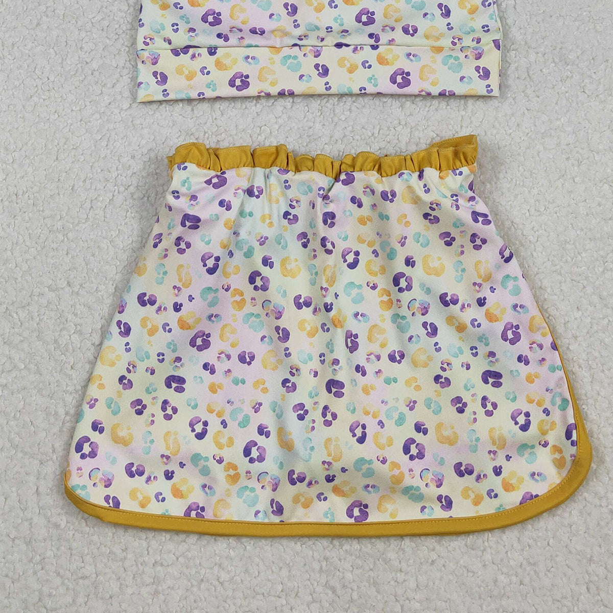 12.8 RTS NO MOQ （In stock）GLD1365 Baby Girls Mardigras Leopard Zipper Pullovers Skirt Shorts Yoga Active Clothes Set