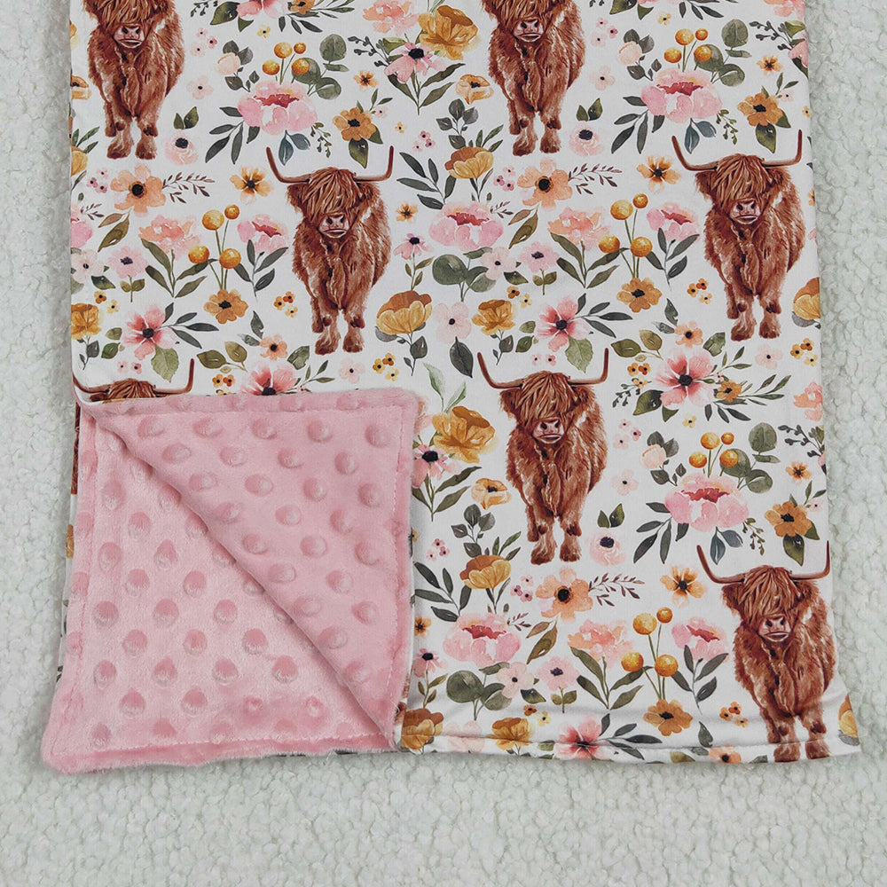 BL0011 RTS NO MOQ Baby Blankets Baby Girls pink cow western blankets