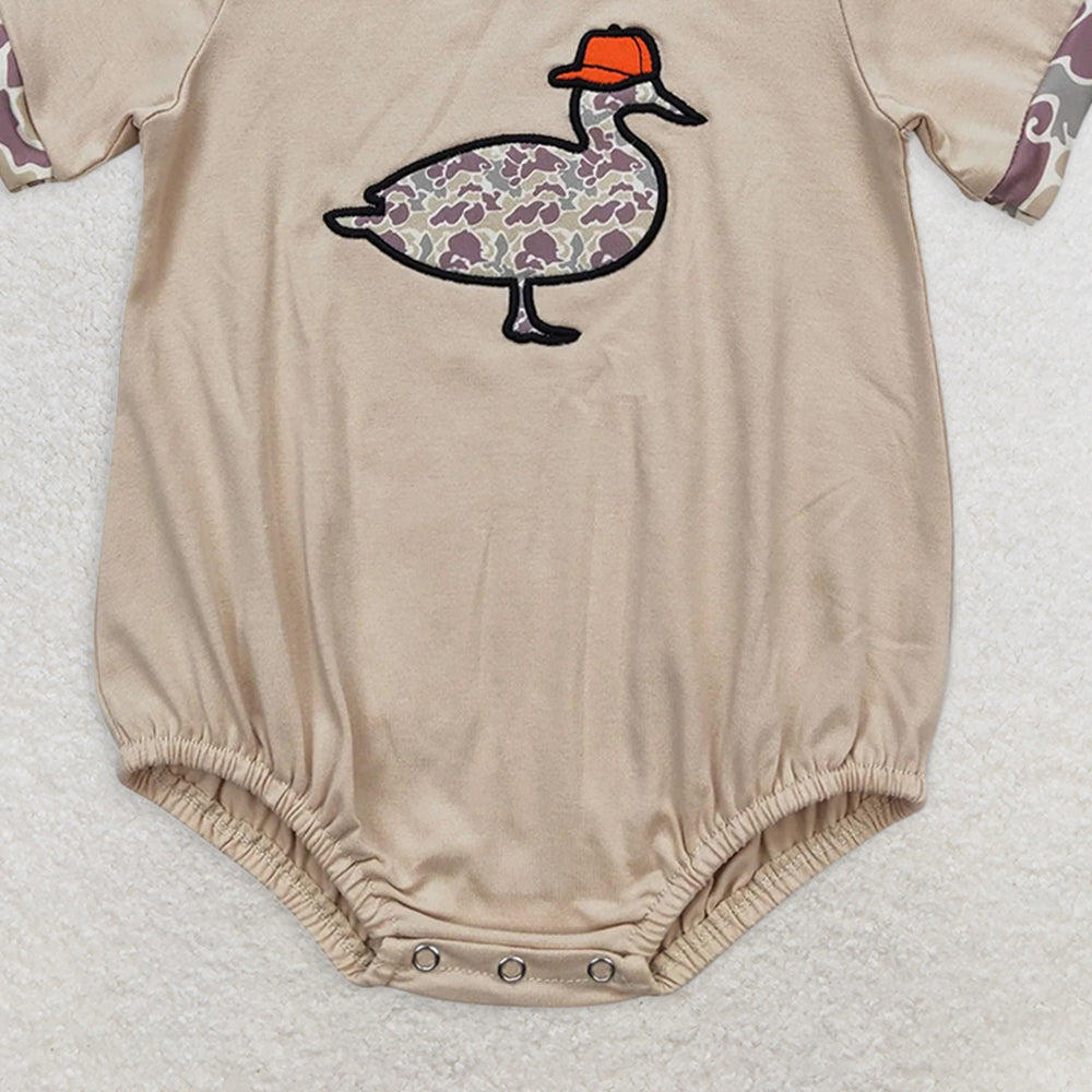 USA Shop (in stock)SR1403 RTS NO MOQ Baby Boys Summer Rompers Baby Boys Khaki Camo Duck Sibling Brother Clothes Sets