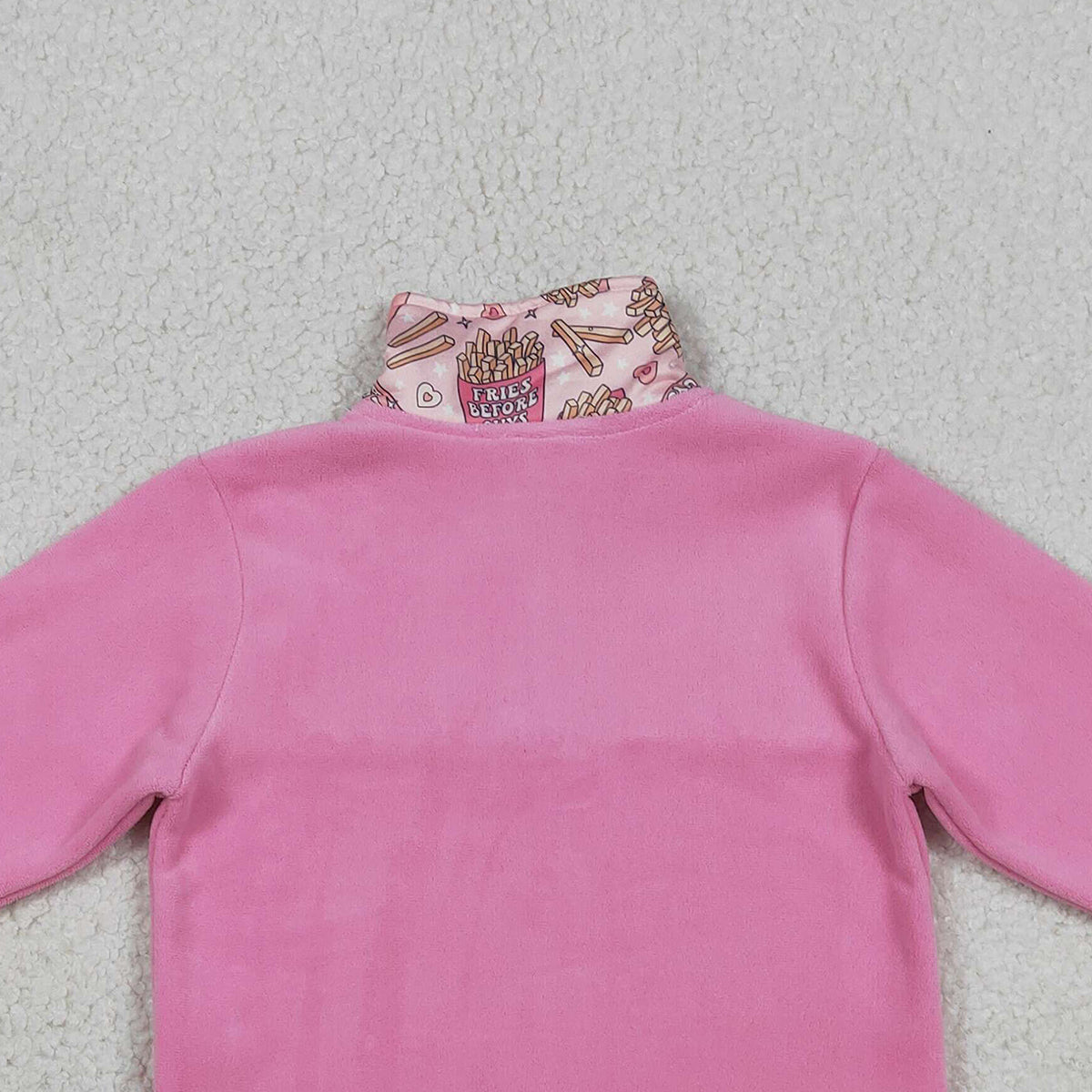 12.23 RTS NO MOQ （In stock）GT1504 Baby Girls Pink Long Sleeve Hearts Chip Valentines Zipper Sweater Top