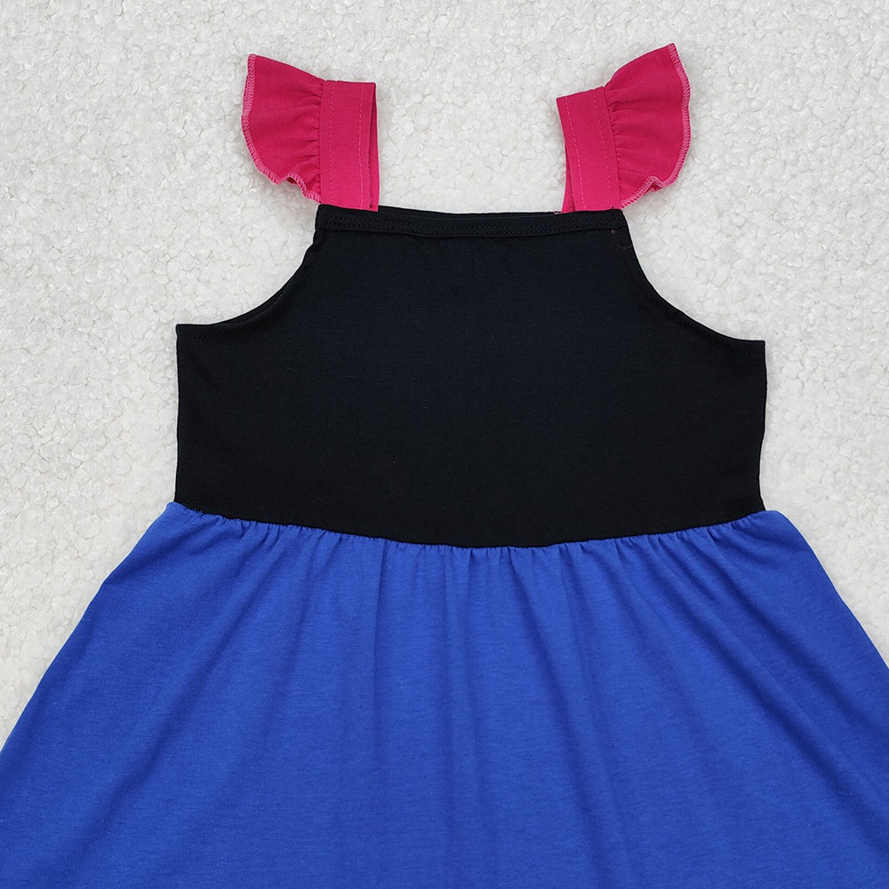 GSD1880 New Rts No Moq 8-9 Days By Air Arrived it Purple black blue flutter sleeves ruffle princess girls dress
