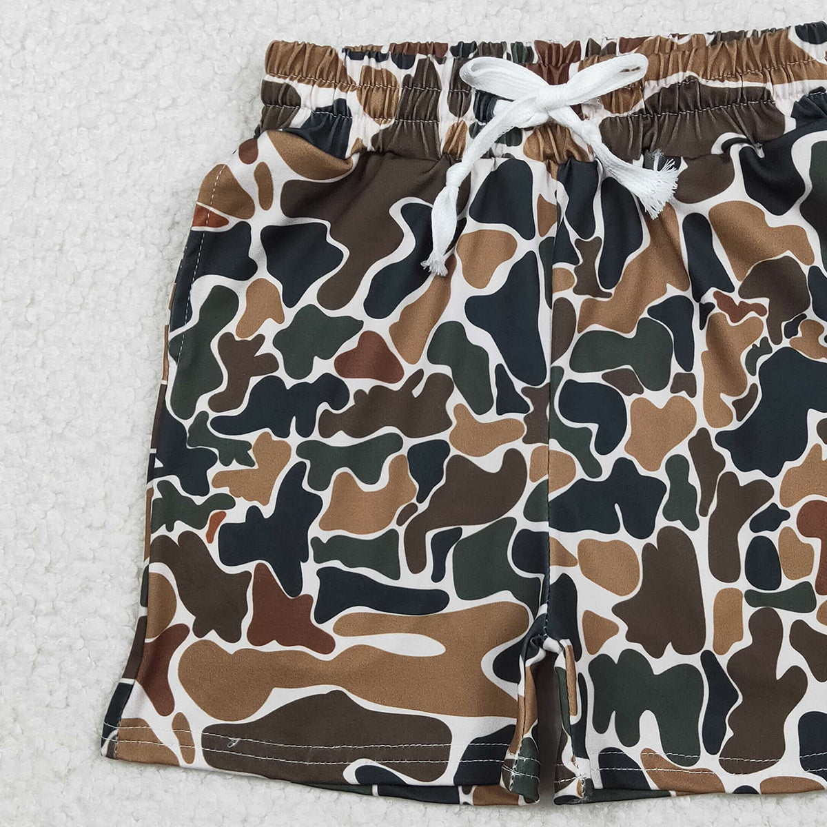 11.22 RTS NO MOQ （In stock）SS0732 Baby Boys Summer Shorts Baby Boys Southern Dark Brown Camo Pockets Shorts Bottom