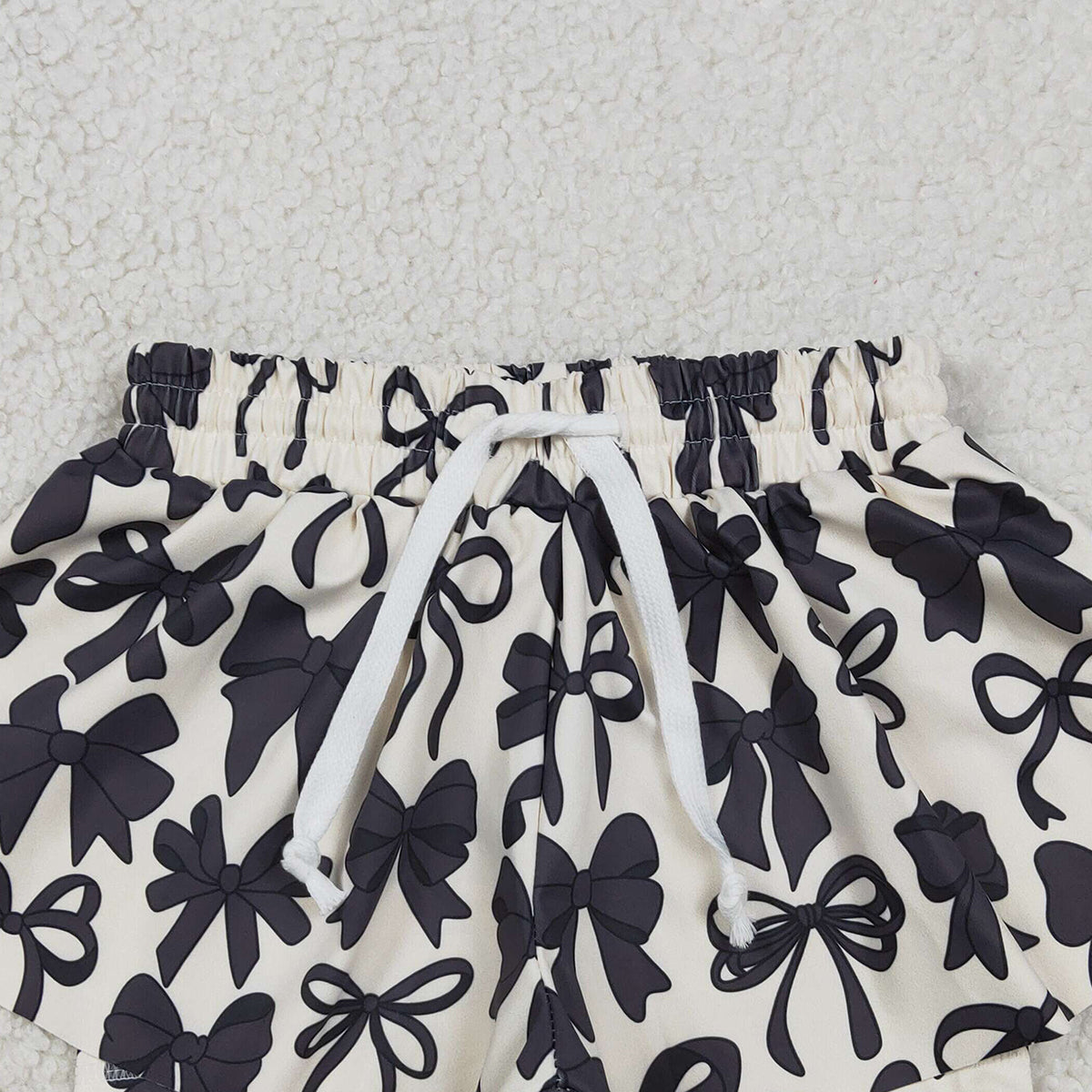 12.30 RTS NO MOQ （In stock）SS0770 Baby Girls Summer Shorts Baby Girls Black Bows Yoga Active Ruffle Shorts Bottom