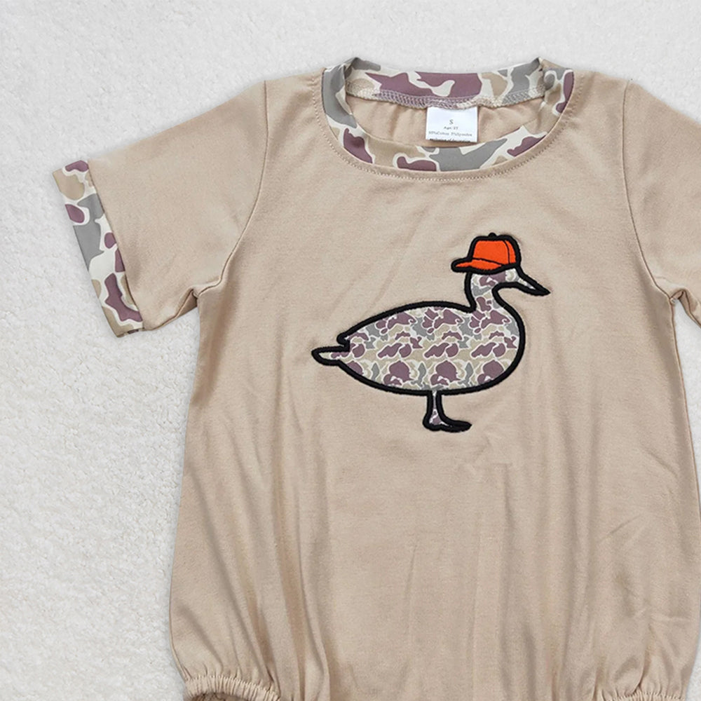 USA Shop (in stock)SR1403 RTS NO MOQ Baby Boys Summer Rompers Baby Boys Khaki Camo Duck Sibling Brother Clothes Sets
