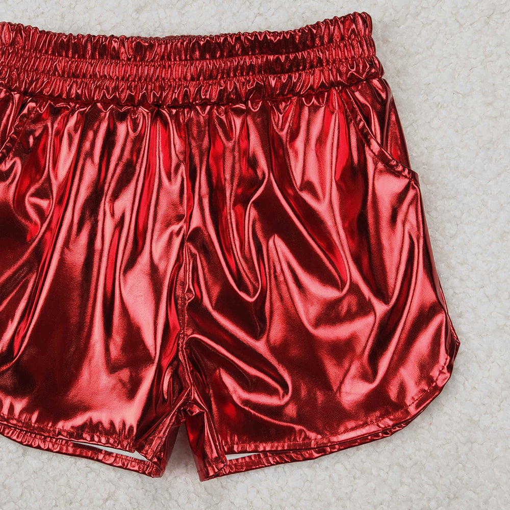 USA Shop (in stock) SS0415 RTS NO MOQ Red elastic waist kids girls summer shorts