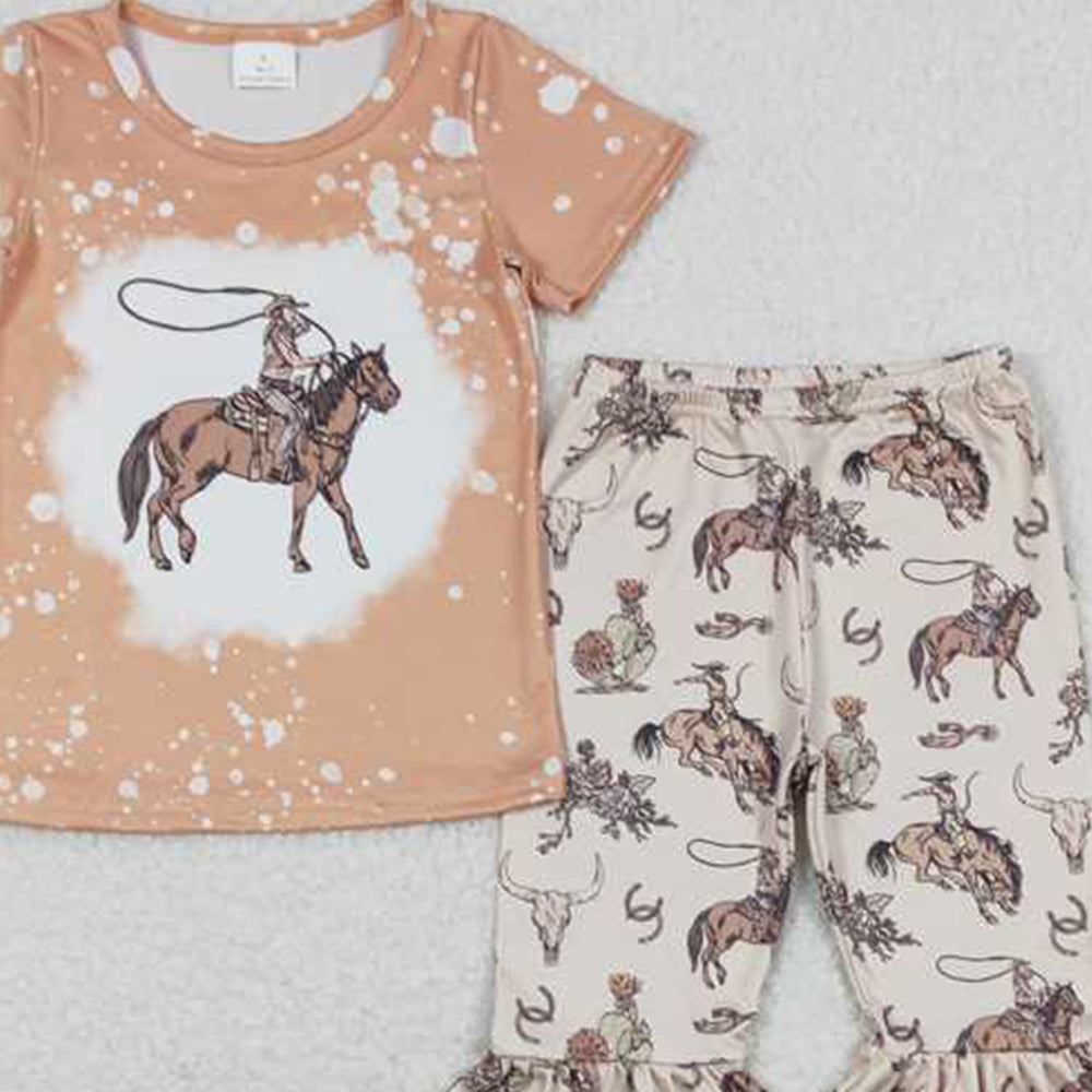 GSPO1437 New Rts No Moq 8-9 Days By Air Arrived it Bleached rodeo top bell bottom pants girls clothes