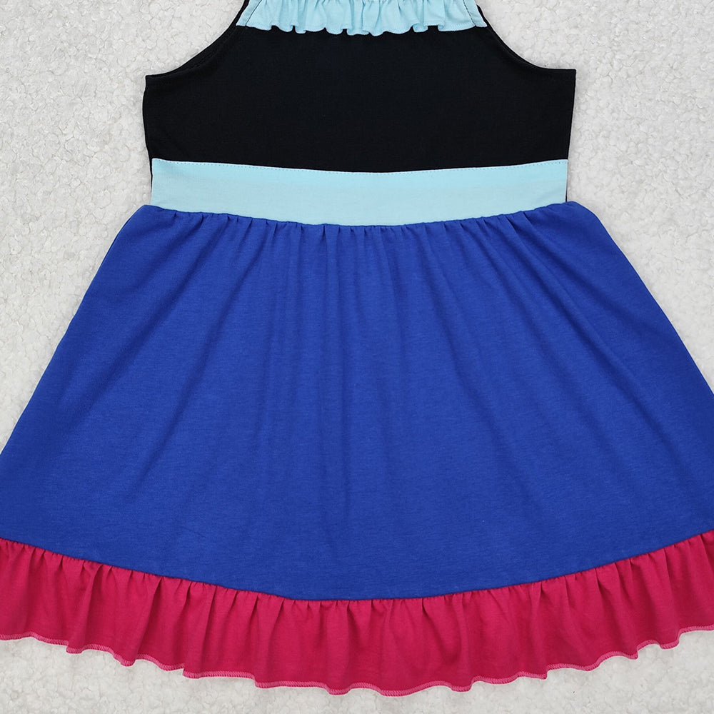 GSD1880 New Rts No Moq 8-9 Days By Air Arrived it Purple black blue flutter sleeves ruffle princess girls dress