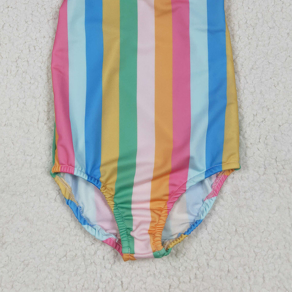 6.10  S0550 RTS NO MOQ Baby Girls Summer Swimsuits baby girl clothes colorful striped swimsuit