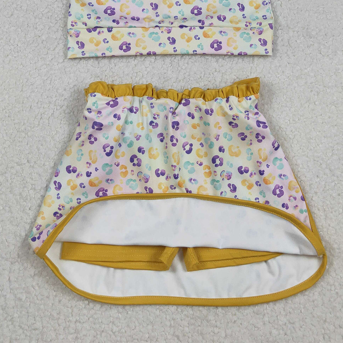 12.8 RTS NO MOQ （In stock）GLD1365 Baby Girls Mardigras Leopard Zipper Pullovers Skirt Shorts Yoga Active Clothes Set