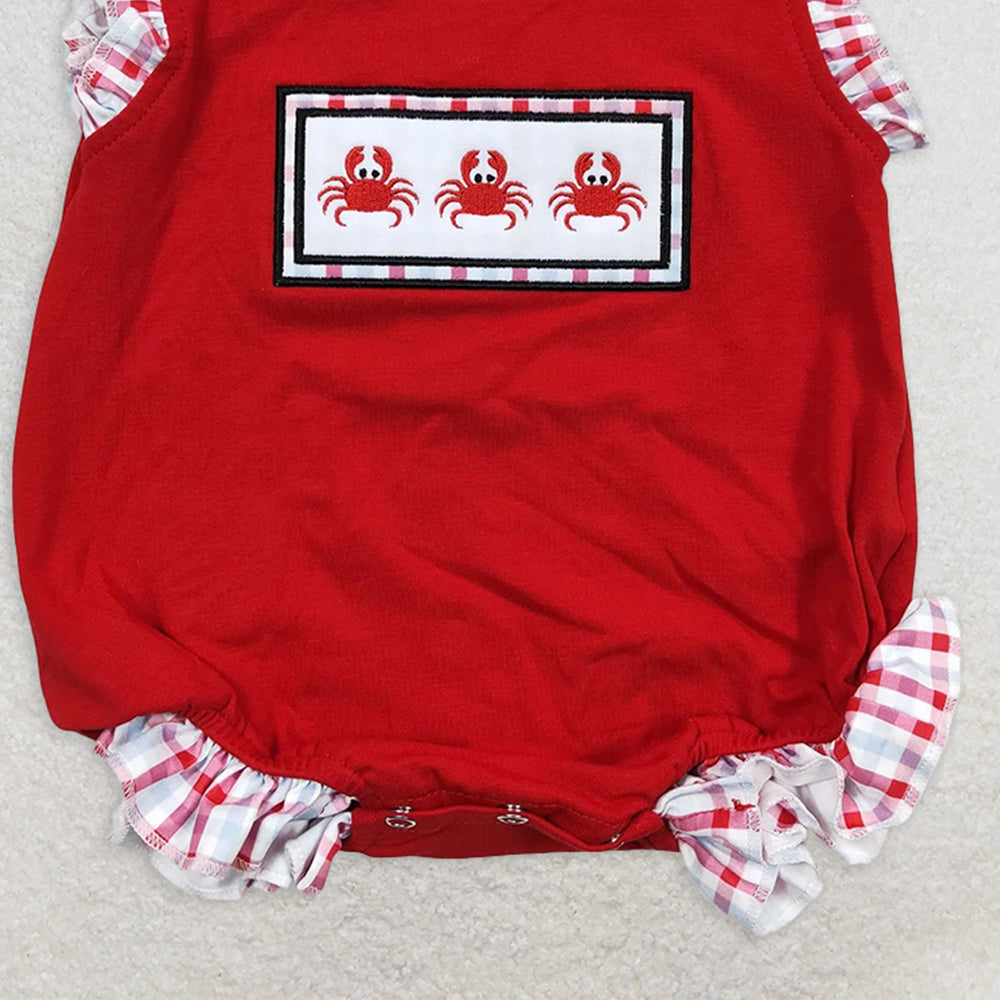 SR0156 RTS NO MOQ Baby Girls Summer Rompers Baby Girls Summer Crab rompers