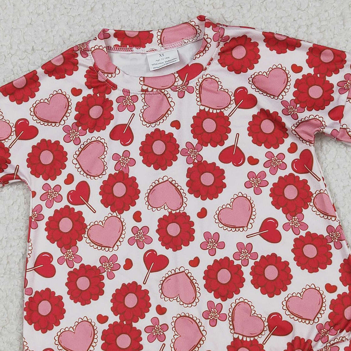 12.17 RTS NO MOQ （In stock）LR2758 Baby Girls Winter Rompers Baby Girls Long Sleeve Red Hearts Flowers Valentines Ruffle Rompers