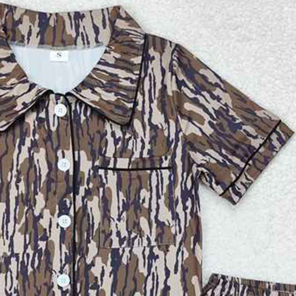 USA Shop (in stock)GSSO1537Women's Bottomland Camo Summer Pajamas Button down Long Sleeve Sleepwear Adult Comfortable Soft Polyester Blend