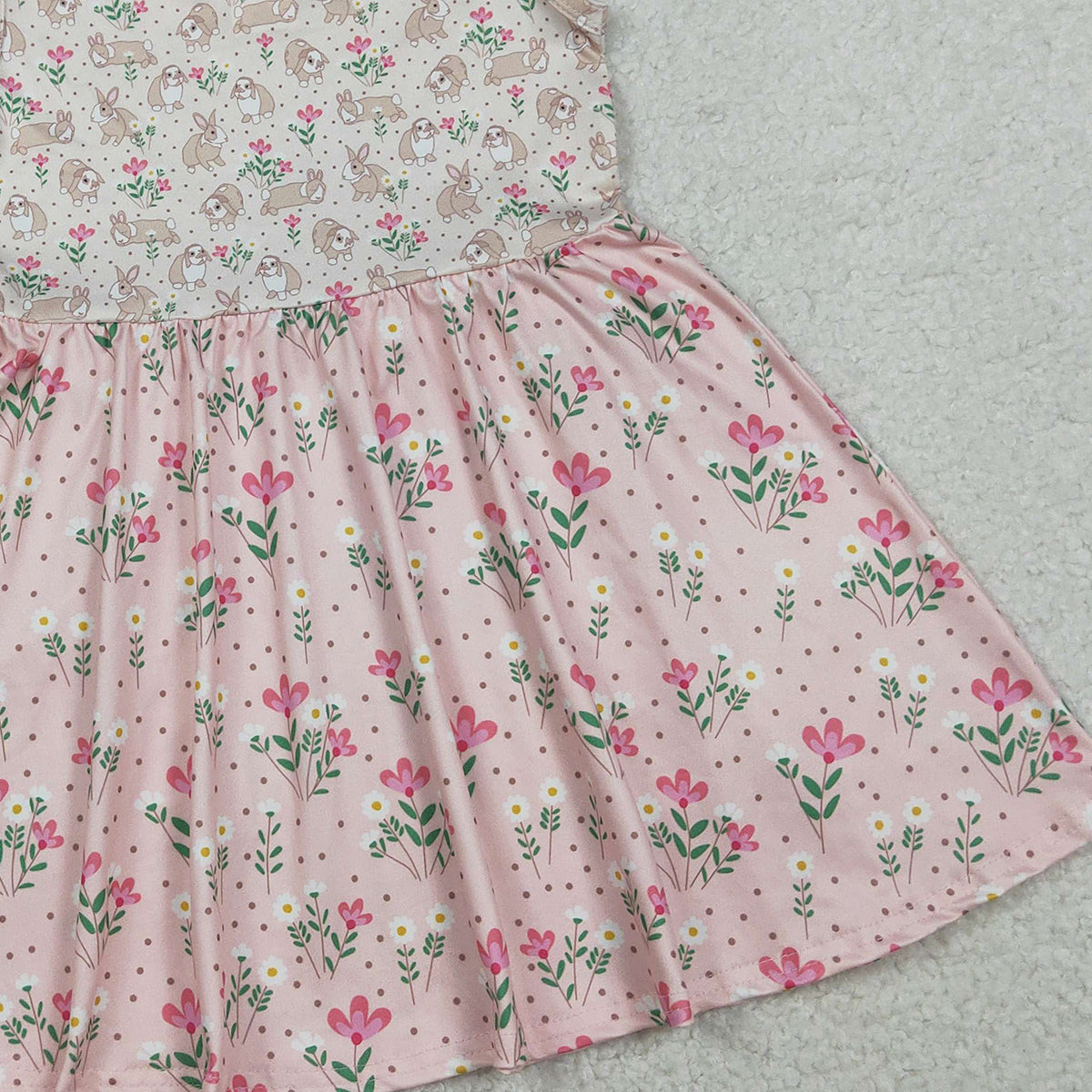 2.7 RTS NO MOQ （In stock）GSD2984 Baby Girls Sleeveless Rabbits Flowers Easter Knee length Dresses