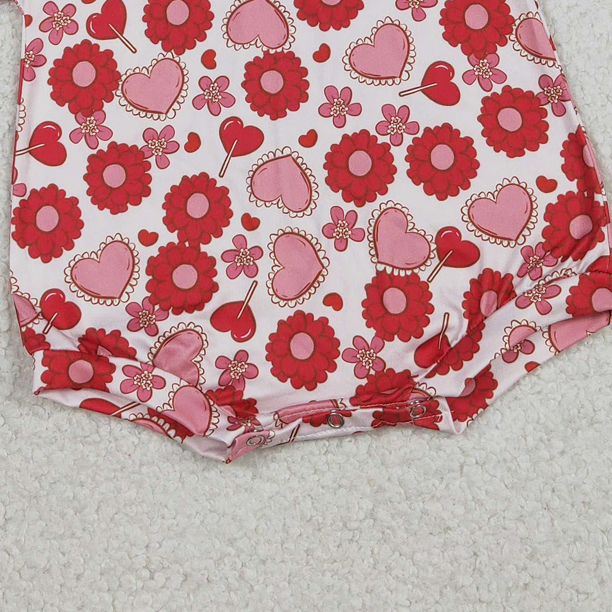 12.17 RTS NO MOQ （In stock）LR2758 Baby Girls Winter Rompers Baby Girls Long Sleeve Red Hearts Flowers Valentines Ruffle Rompers