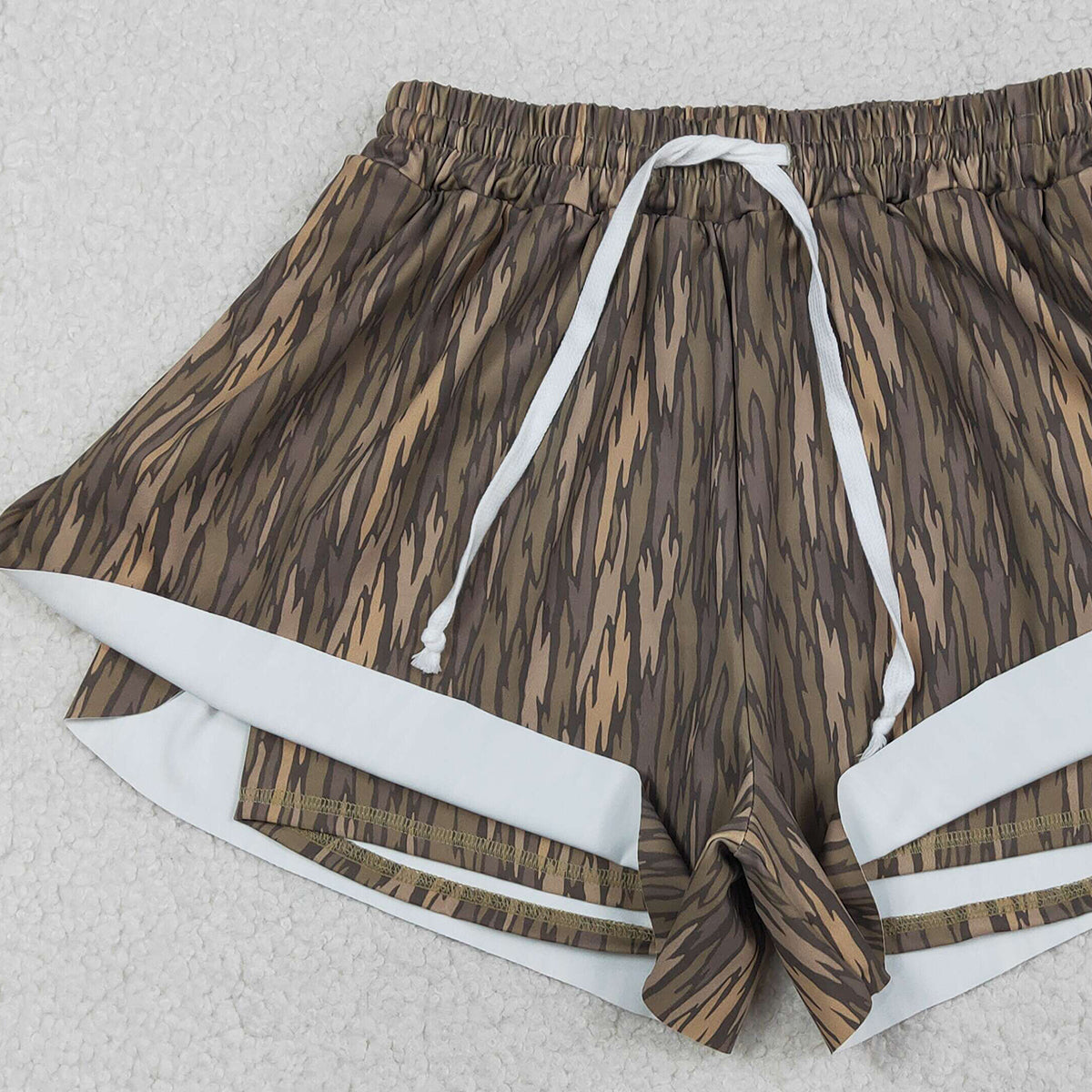 1.9 RTS NO MOQ （In stock）SS0766 Adult Women Southern Olive Camo Yoga Active Shorts Bottoms