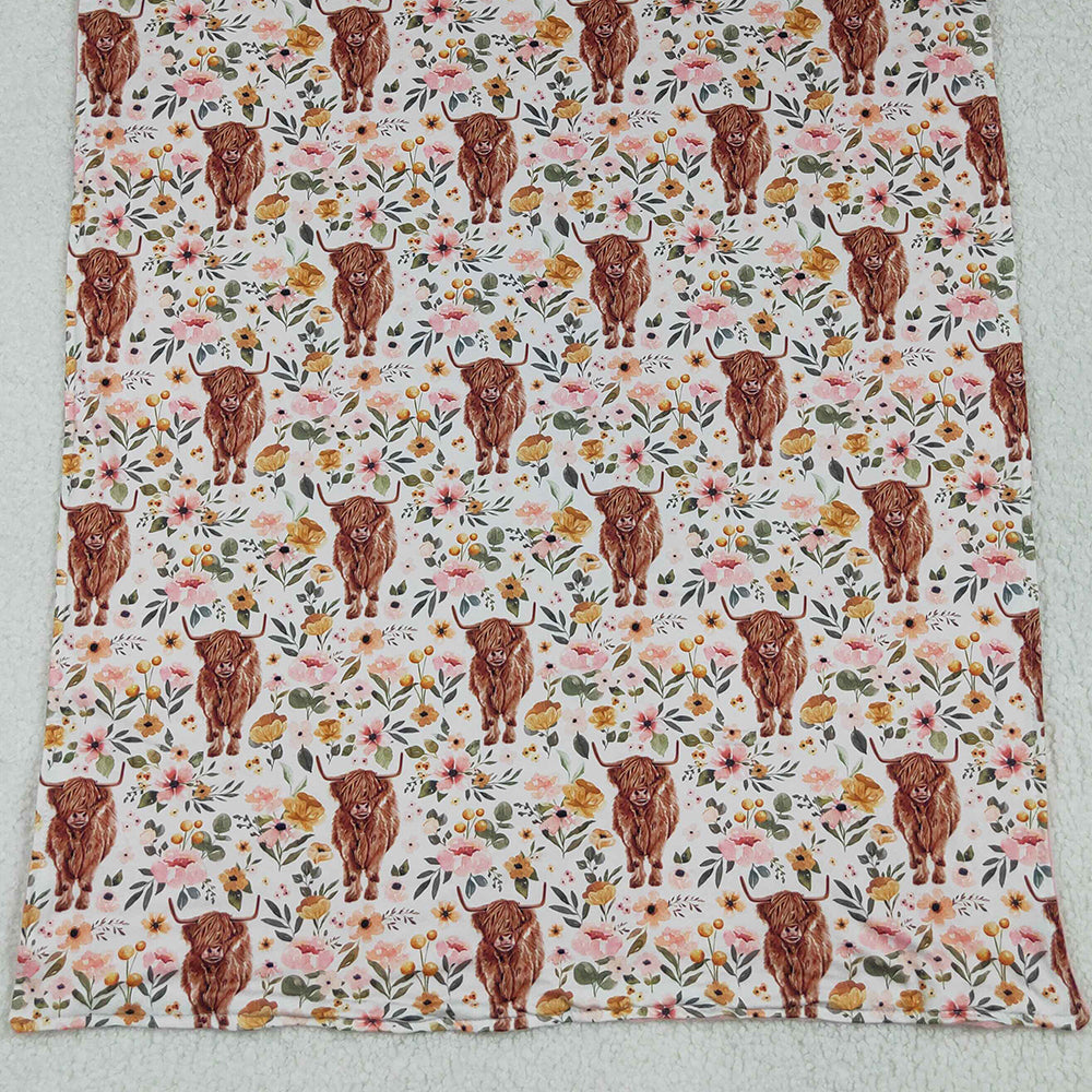 BL0011 RTS NO MOQ Baby Blankets Baby Girls pink cow western blankets