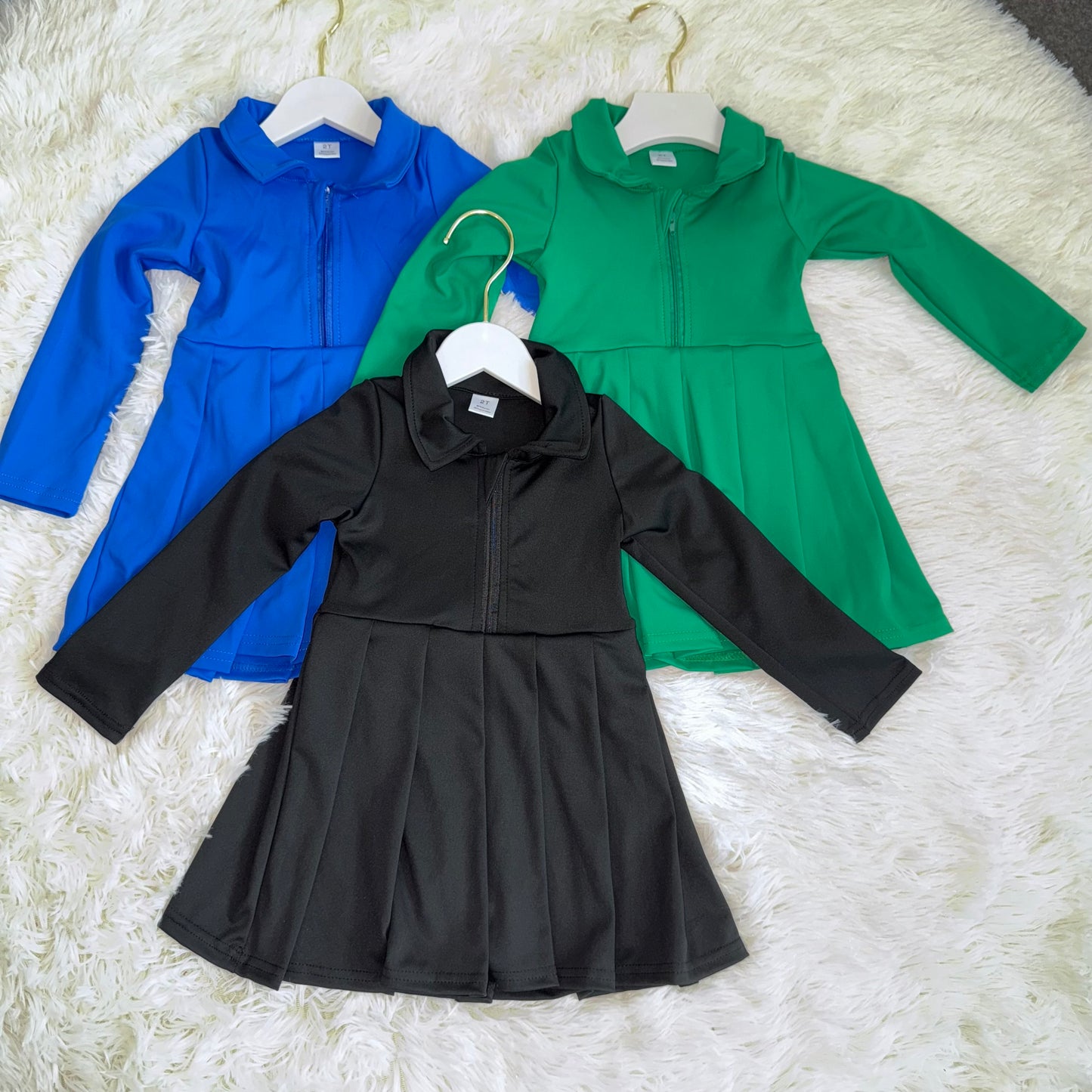 11.10 RST Sibling Baby Girls Long Sleeves Zipper Yoga Knee Length Dresses