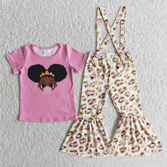 D5-29 Pink black girls suspender set