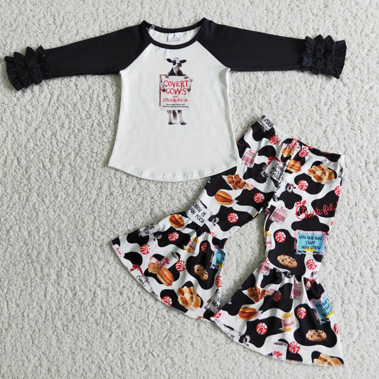 6 A17-27Long sleeve cow print fries fall winter outfits