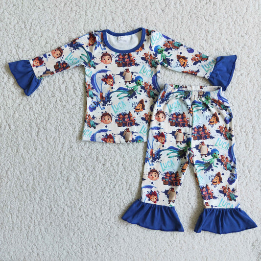 6 A16-18Cute girl pajamas sea fall winter sleepwear